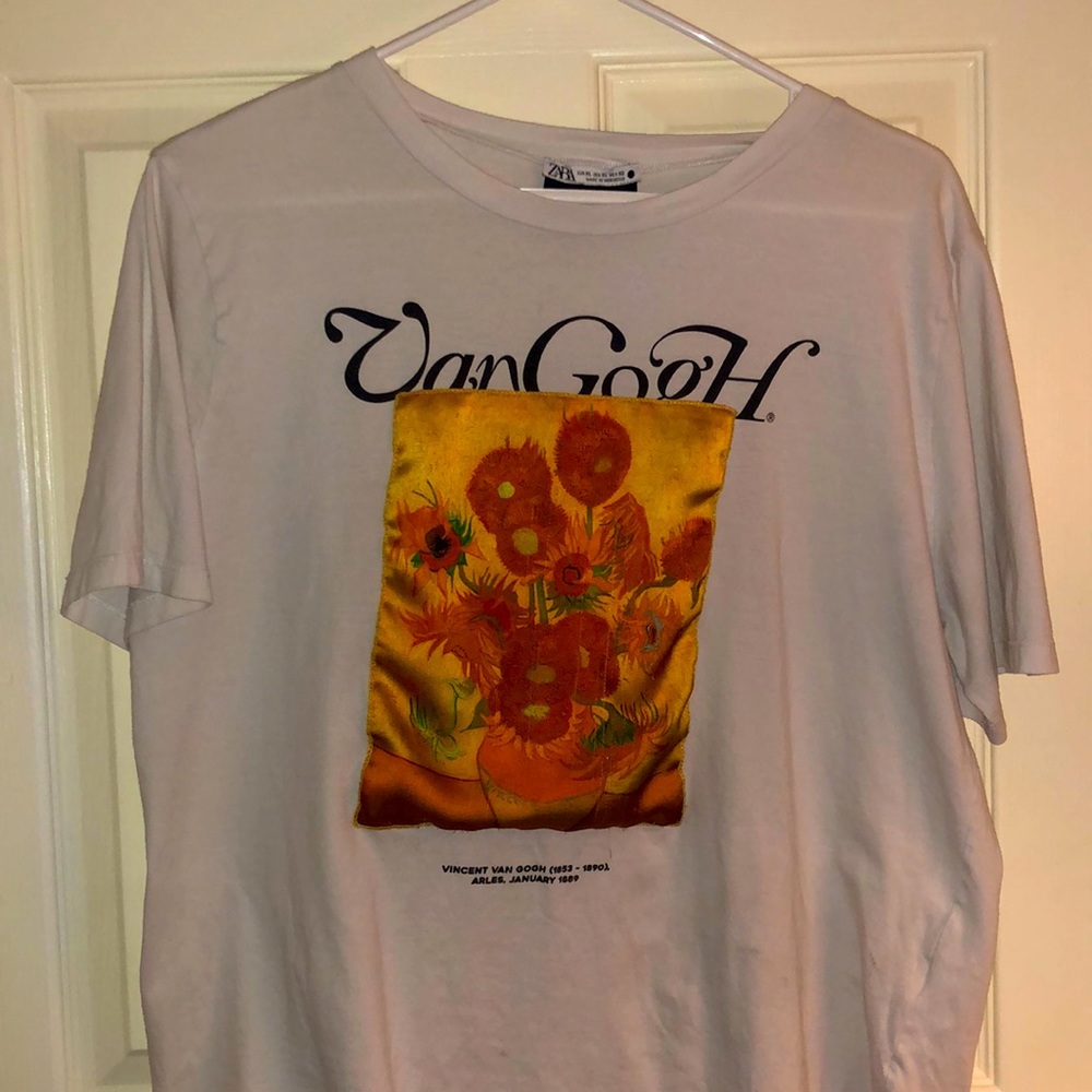 ZARA OVERSIZE TEE SUNFLOWER PRINT